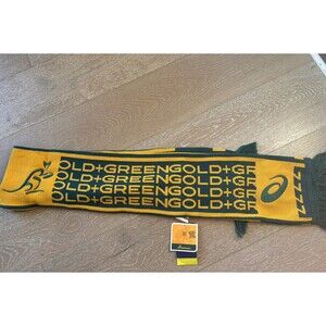 NEW Asics Authentic Wallabies Rugby Australia Scarf Green Gold Embroidered Warm